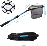 YVLEEN Folding Fishing Net - Foldable Fish Landing Net Robust Aluminum Telescopic Pole Handle and Nylon Mesh 16Inch Hoop Size