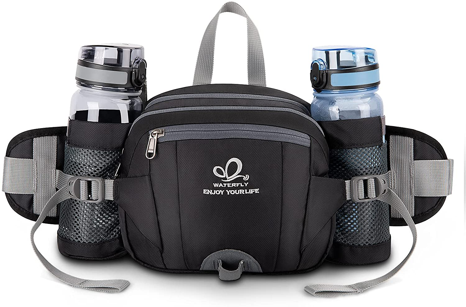 WATERFLY Fanny Pack with Water Bottle Holder Hiking Waist Packs