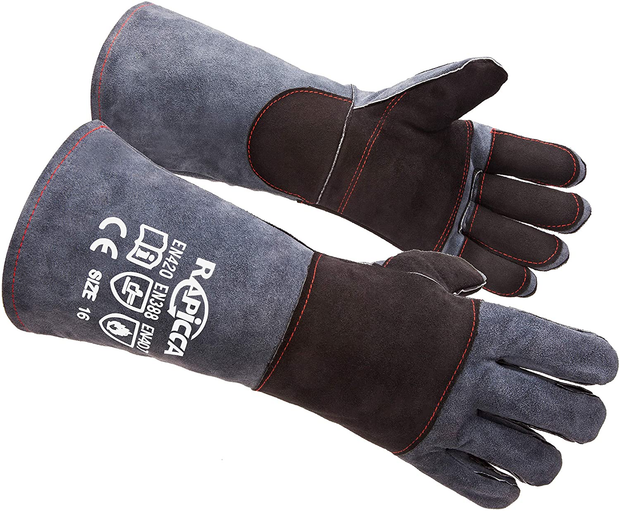 RAPICCA Animal Handling Gloves Bite Proof Kevlar Reinforced Leather Padding Dog,Cat Scratch,Falcon,Grabbing,Reptile,Snake