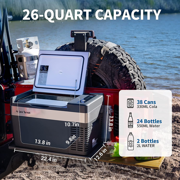 JOYTUTUS 12 Volt Refrigerator, 26 Quart / 25L Portable Freezer, -7.6℉ – USA  Camp Gear