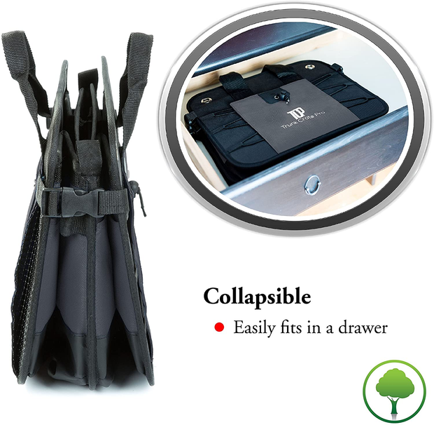 Trunkcratepro Premium Multi Compartments Collapsible Portable Trunk Organizer for Auto, SUV, Truck, Minivan (Black) (Regular, Gray)