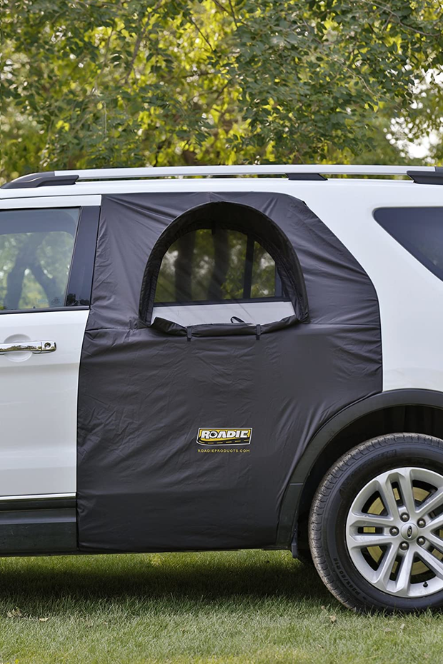 ROADIE- the OVERNIGHTER SUV Window Tent with Bug Screen and Retractable Awning – Great for Camping in an SUV. (Patented)