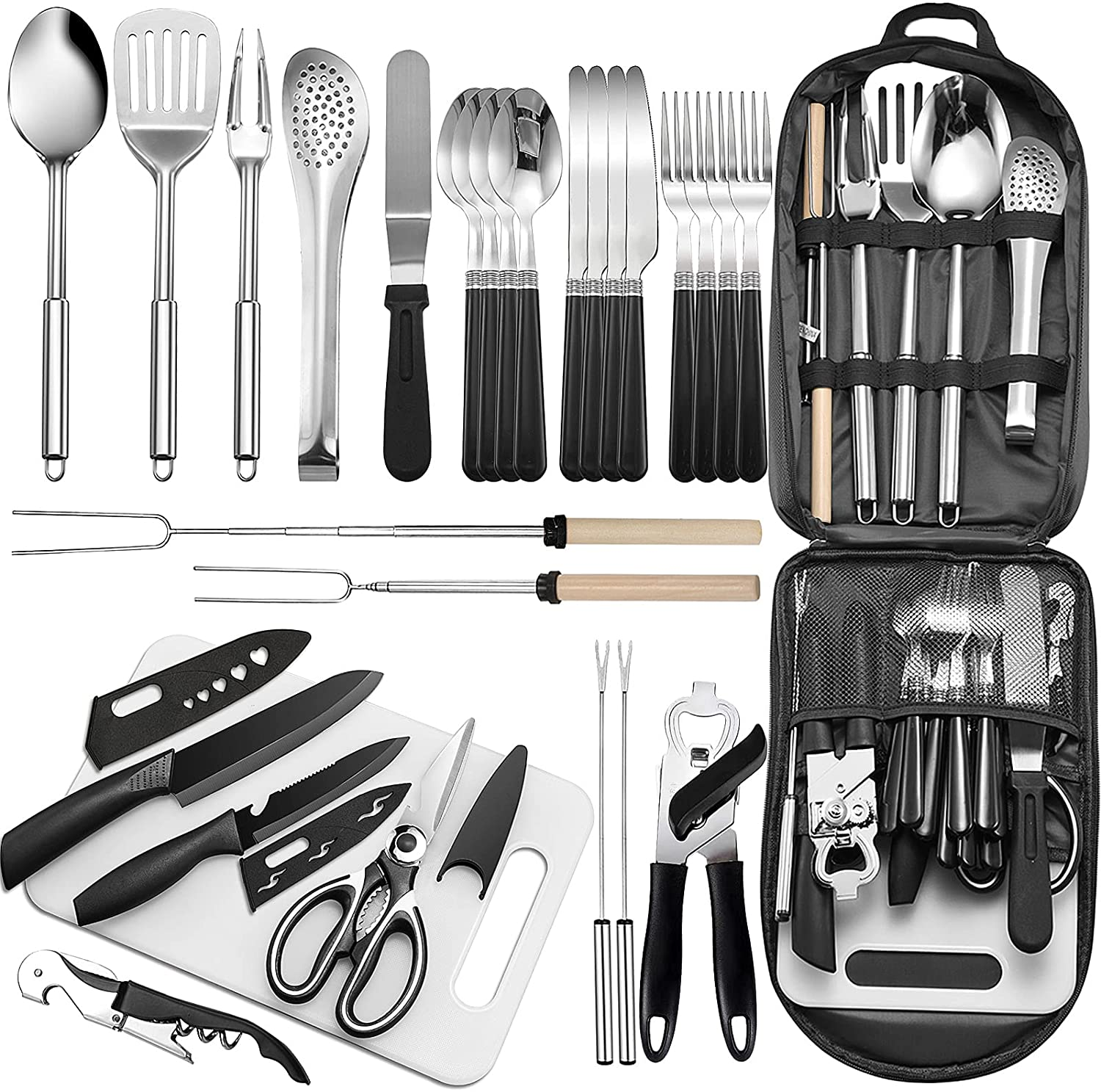 Portable Camping Kitchen Utensil Set-27 Piece Cookware Kit Portable Camping Kitchen Utensil Set-27 Piece Cookware Kit