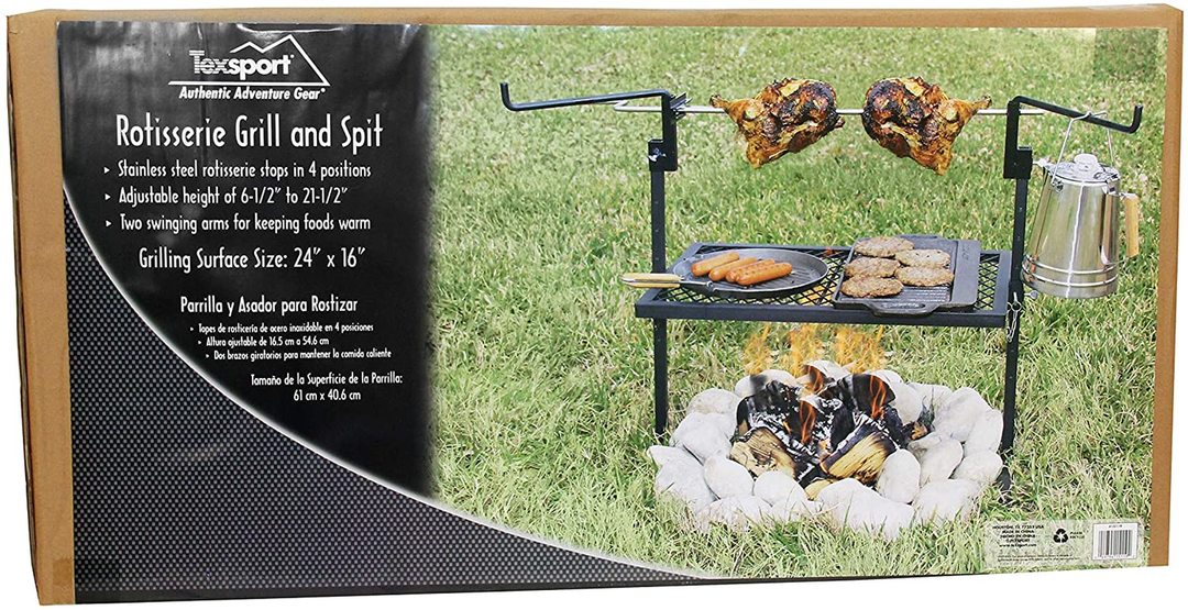 Texsport Heavy Duty Adjustable Outdoor Camping Rotisserie Grill and Sp USA Camp Gear