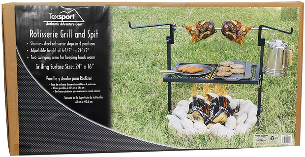Texsport Heavy Duty Adjustable Outdoor Camping Rotisserie Grill and Spit