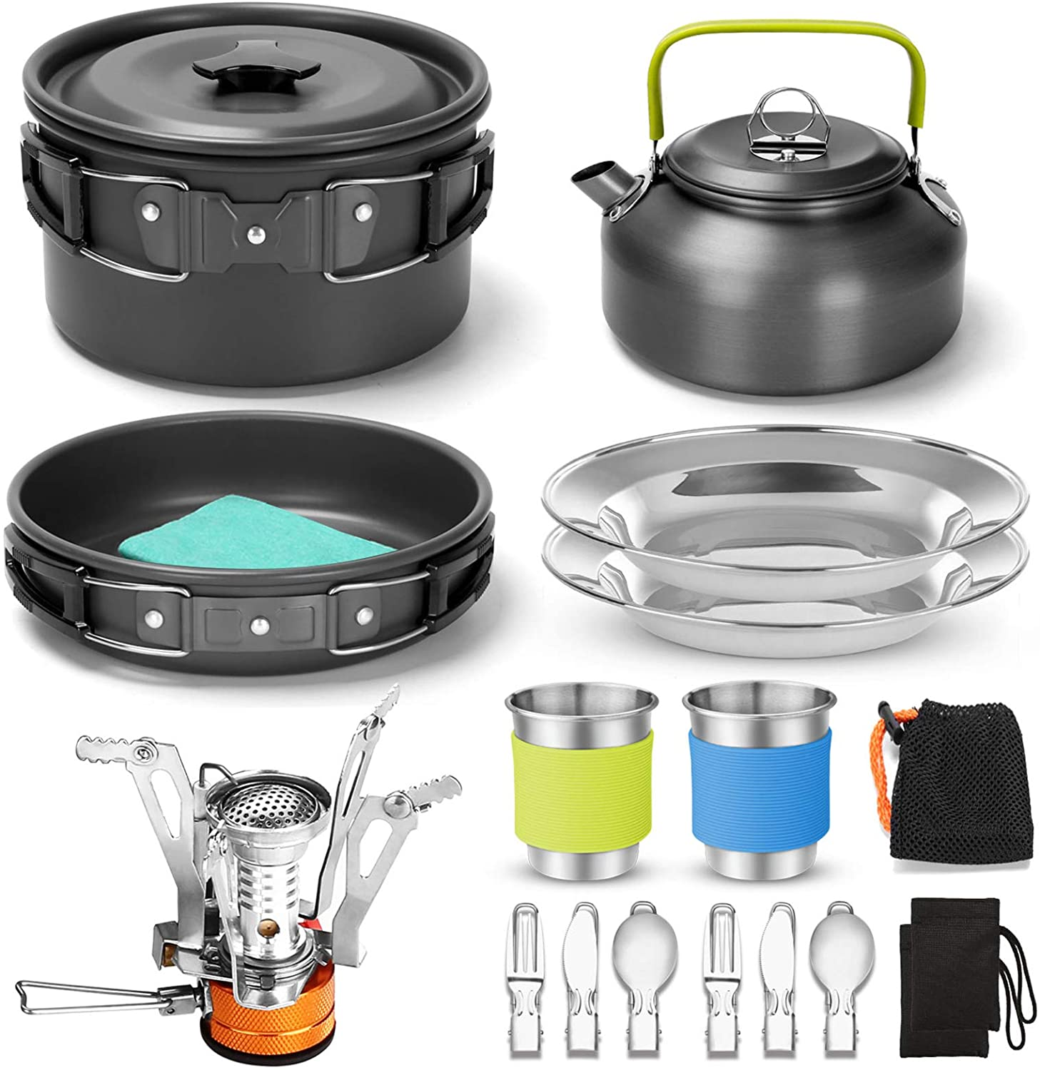 Extremus 13 Pcs Camp Kitchen Cooking Utensil Set Cookware Kit - Travel  Organizer Grill Accessories Portable Compact Gear for Backpacking BBQ  Camping