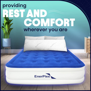 Enerplex Queen Air Mattress for Camping, Home & Travel - 13 Inch Double Height Inflatable Bed with Built-In Dual Pump - Durable, Adjustable Blow up Mattress - Easy to Inflate/Quick Set Up