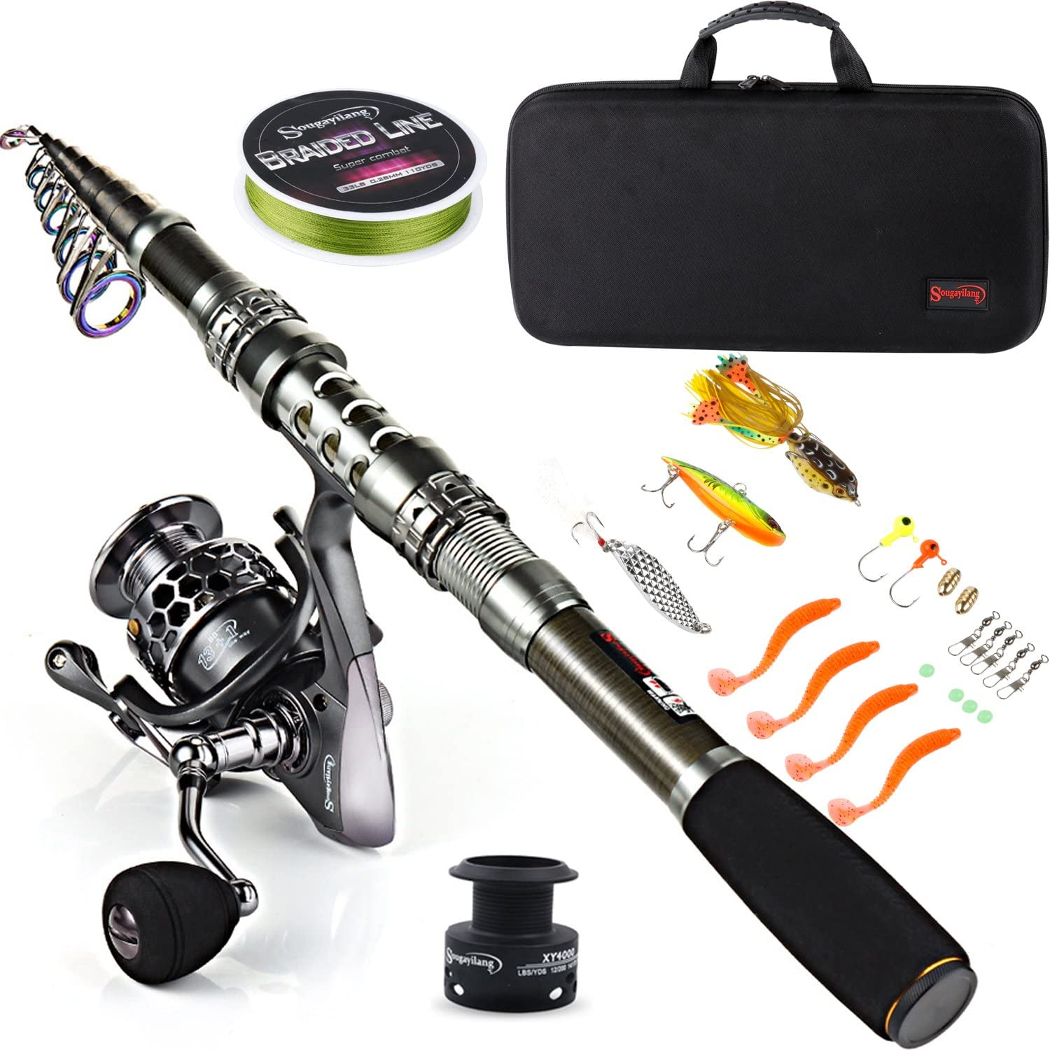 Outdoor Portable Fishing Rod Carbon Spinning Fishing Rod Portable  Telescopic Fishing Pole for Travel Saltwater Freshwater Multifunction  Fishing Tackle