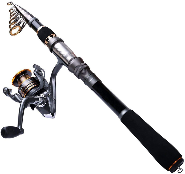 PLUSINNO Telescopic Fishing Rod and Reel Combos Full Kit, Carbon Fiber –  USA Camp Gear