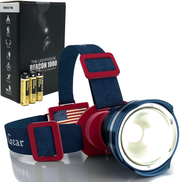 Outdoor Pro Gear Patriotic American Flag Super Bright LED Headlamp Flashlight - Brightest Spotlight Headlight