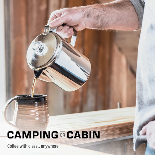 COLETTI Bozeman Camping Coffee Pot – Coffee Percolator – Percolator Coffee  Pot for Campfire or Stove Top Coffee Making – 9 CUP