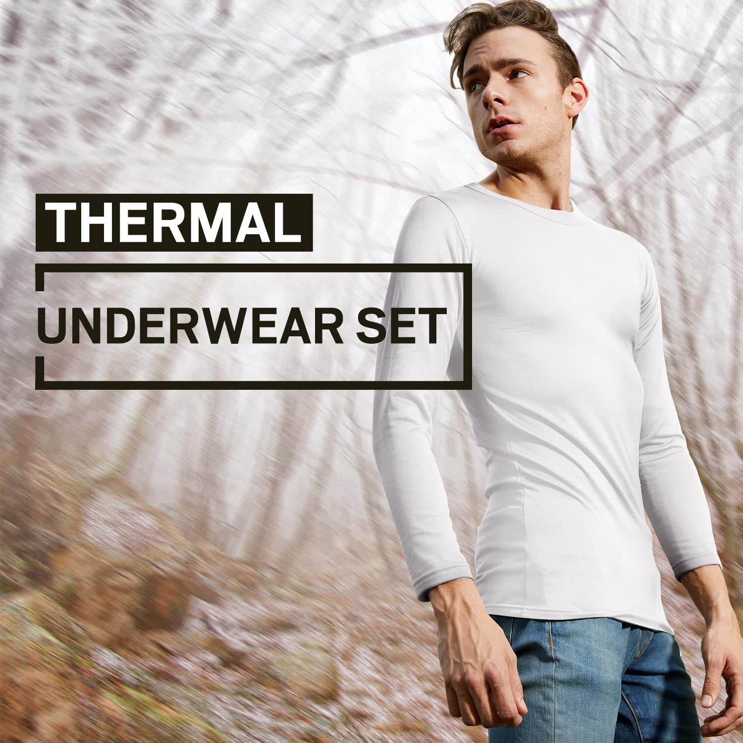 Thermal Underwear for Men Soft Long Johns Cotton Warm Base Layers Bottoms  and Tops for Cold Winter Weather