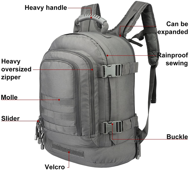 Expandable Backpack 39L-64L Large Military Tactical Bug Out Bag Wth Waist Strap