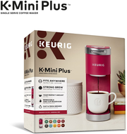 Keurig K-Mini plus Maker Single Serve K-Cup Pod Coffee Brewer, Comes with 6 to 12 Oz. Brew Size, Storage, and Travel Mug Friendly, Cardinal Red