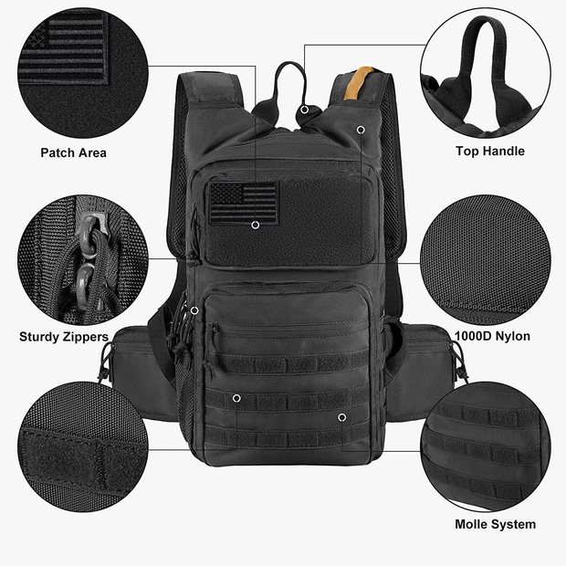 FRTKK Tactical Hydration Pack Backpack, Military Molle Water Backpack – USA  Camp Gear
