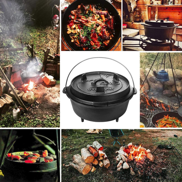 Overmont 2 in 1 Pre Seasoned Dutch Oven with Skillet Lid for Induction,  Electric, Grill, Stovetop, BBQ, Camping (5 Quart)