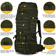 Mardingtop 70L/65L/65+10L Molle Hiking Internal Frame Backpacks with Rain Cover for Camping,Backpacking