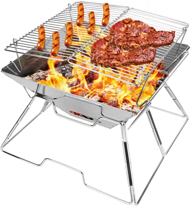 Folding Campfire Grill Portable Stainless Steel Camping Grill