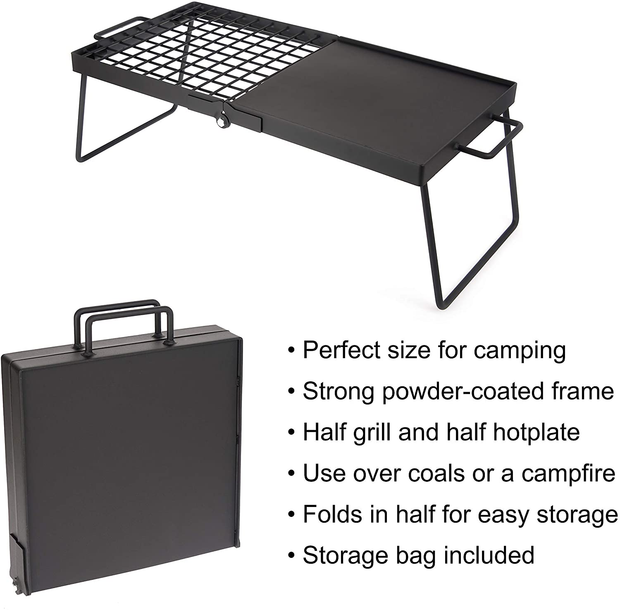 Adventure Seeka Heavy Duty 24" Folding Campfire Grill, Camp Fire Grill with Folding Grill Design for Compact Storage. Campfire Grill Grate and Griddle for Versatile Campfire Cooking