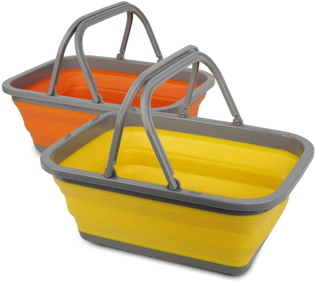 Tiawudi 2 Pack Collapsible Sink with 2.25 Gal / 8.5L Each Wash Basin for Washing Dishes, Camping, Hiking and Home