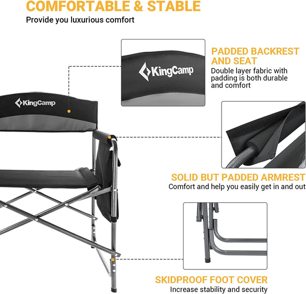 Kingcamp Heavy Duty Camping Directors Chairs Supports 400Lbs for