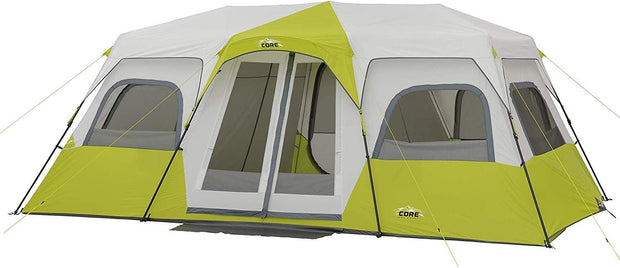 CORE 12 Person Instant Cabin Tent | 3 Room Tent for Family with Storage Pockets for Camping Accessories | Portable Large Pop up Tent for 2 Minute Camp Setup
