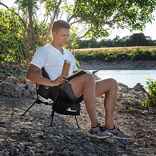 MOON LENCE Camping Chair, Compact Backpacking Chair, Portable Folding Chair, Beach Chair with Side Pocket, Lightweight, 400 lbs, Heavy Duty for Backpacking, Hiking