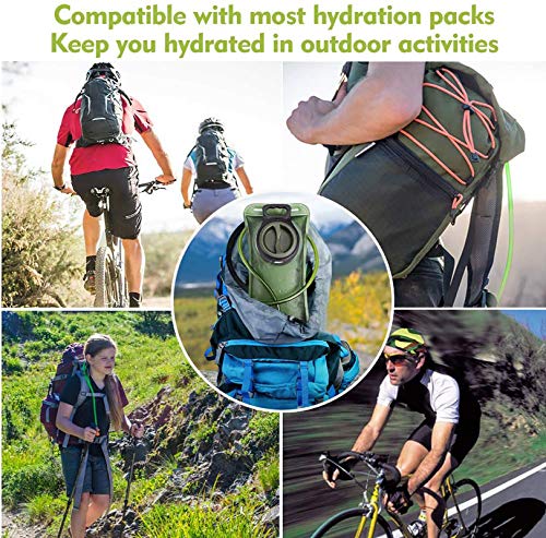 Hydration Bladder, 2L Water Bladder for Hiking Backpack Leak Proof Water Reservoir Storage Bag, 2 Liter BPA-Free Water Pouch Hydration Pack Replacement for Camping Cycling Running, Military Green