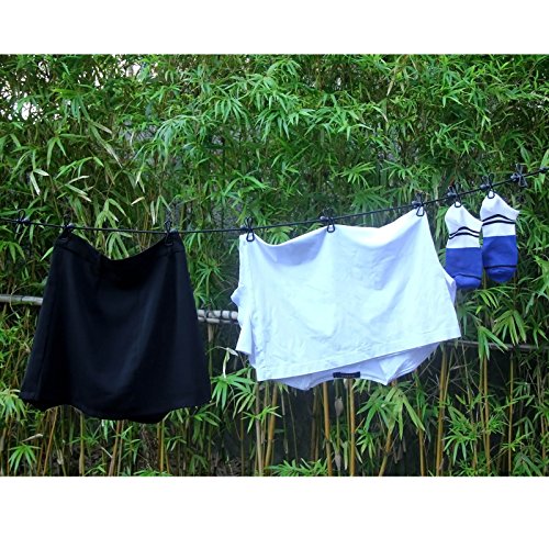 Travel Clothesline, Portable Retractable Clothesline with 12pcs Clothespins for Indoor Laundry Drying, Outdoor Camping Accessories by HAWATOUR, Black