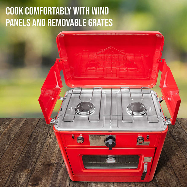 Hike Crew Outdoor Gas Camping Oven W/carry Bag, 2-in-1 Portable  Propane-powered Stovetop & Oven W/ 2-burner Cooktop Range, Auto Ignition,  Overheat Safety Shutoff, Built-in Thermometer, Hose Regulator & Reviews