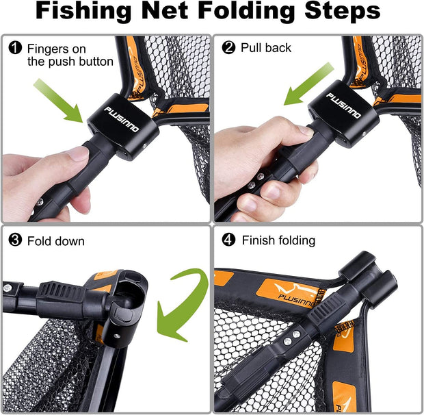 Fashion Floating Fishing Net For Salmon Fly Kayak Catfish BTrout Fly  Fishing Rubber Coatedding Dip Net Carpfishing Accessories