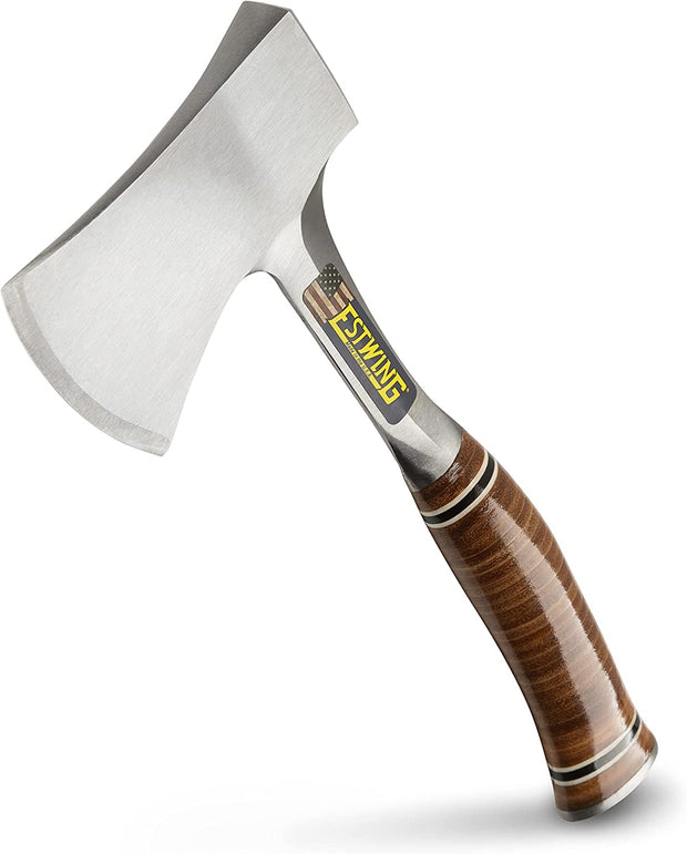 Estwing Sportsman'S Axe - 14" Camping Hatchet with Forged Steel Construction & Genuine Leather Grip - E24A