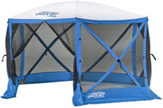 CLAM Quick-Set Escape Sport 11.5 X 11.5 Foot Portable Pop up Outdoor Tailgating Screen Tent 6 Sided Canopy Shelter W/Stakes & Carry Bag, Blue