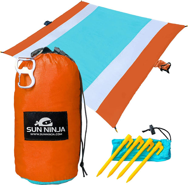 SUN NINJA Sand Free Beach Blanket - Outdoor Blanket, Beach Mat & Acces –  USA Camp Gear